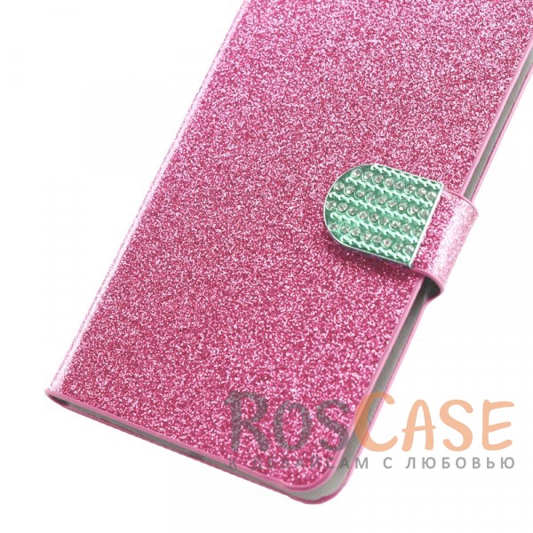 Изображение Розовый Сияющий кожаный чехол-книжка со стразами для LG H930 / H930DS V30 / V30+