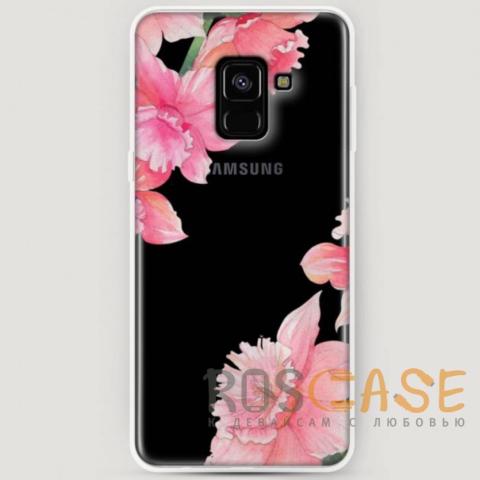 Фото RosCase | Силиконовый чехол Розовые цветочные уголки на Samsung A530 Galaxy A8 (2018)