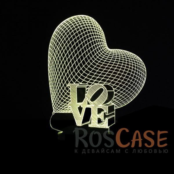 Изображение Love Светодиодный 3D светильник-ночник с проекцией объемного изображения "LOVE"