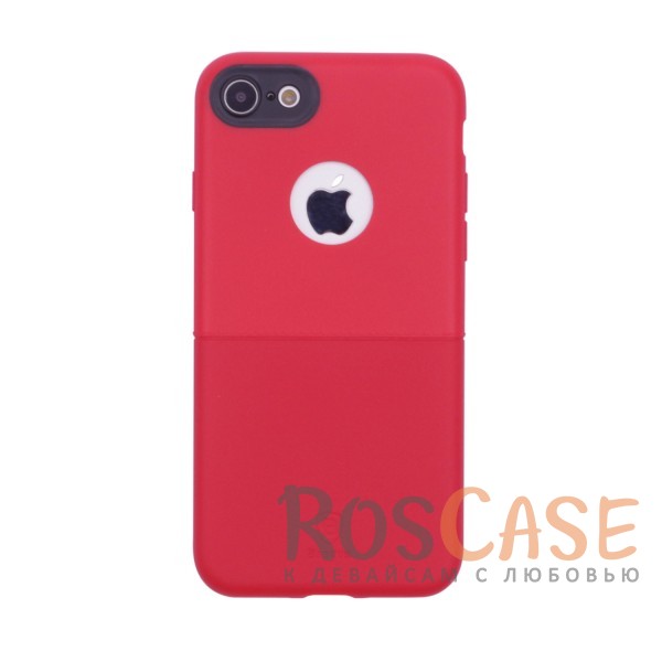 Фото Красный Элегантная тонкая накладка из двух материалов с декоративной строчкой Baseus Half to Half для Apple iPhone 7 / 8 (4.7")