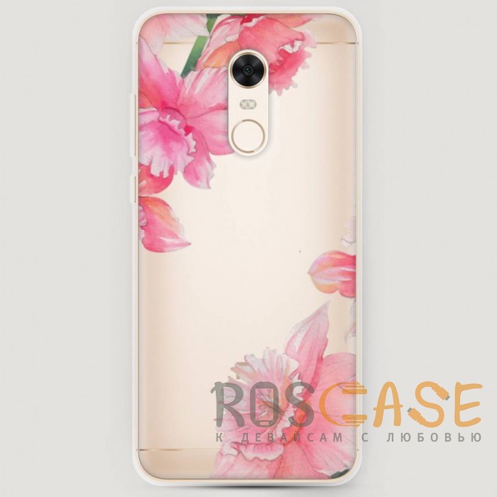 Фото RosCase | Силиконовый чехол Розовые цветочные уголки на Xiaomi Redmi 5 Plus / Redmi Note 5 (Single Camera)