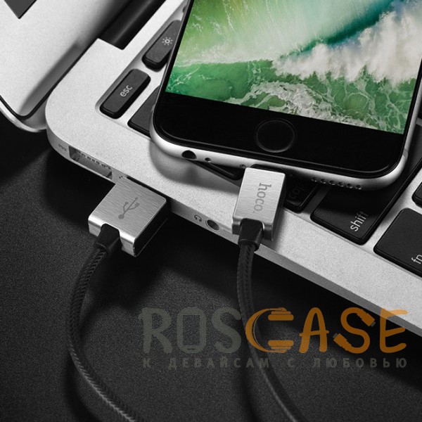 Фотография Черный Hoco U49 | Дата кабель USB to Lightning в металлическом корпусе (100 см)