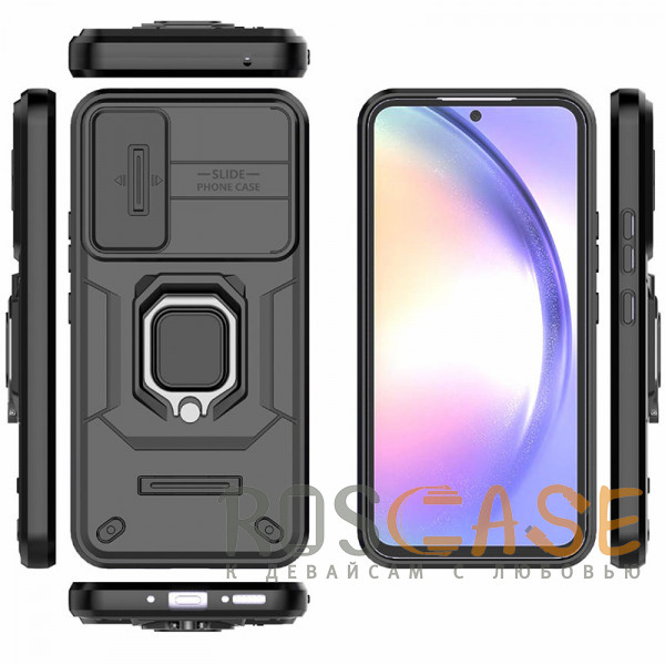 Изображение Черный Transformer Ring Holder | Противоударный чехол с кольцом и шторкой камеры для Samsung Galaxy A54