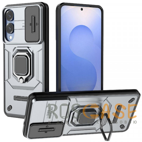Фото Серый Transformer Ring Holder | Противоударный чехол с кольцом и шторкой камеры для Samsung Galaxy S25 Edge