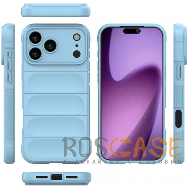 Фото Голубой Flex Silicone | Противоударный чехол для iPhone 17 Pro Max с защитой камеры и микрофиброй