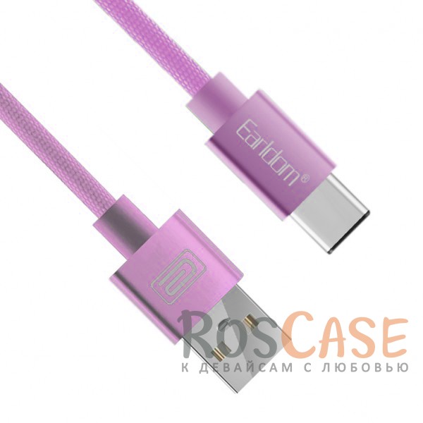 Фото Розовый Дата кабель Type-C с фиберной обмоткой Earldom (1m)