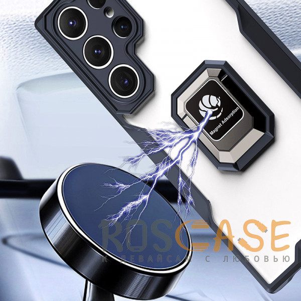 Фото Черный Magnet Ring 2 | Противоударный чехол с кольцом и защитой камеры для Samsung Galaxy S23 Ultra