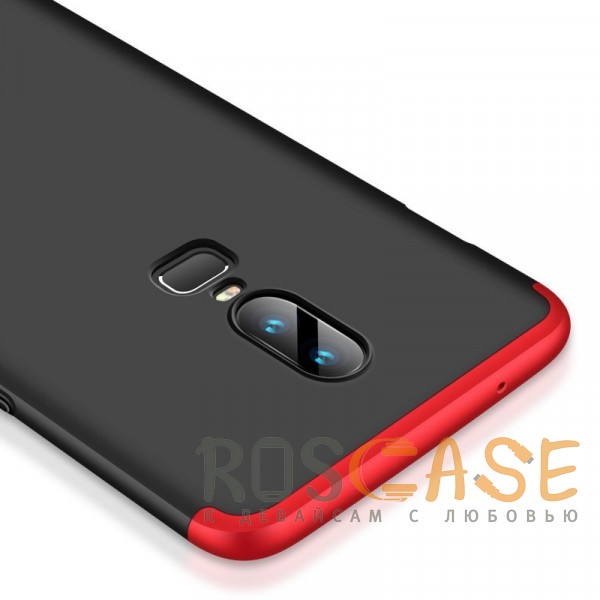 Фото Черный / Красный GKK LikGus 360° | Двухсторонний чехол для OnePlus 6 с защитными вставками