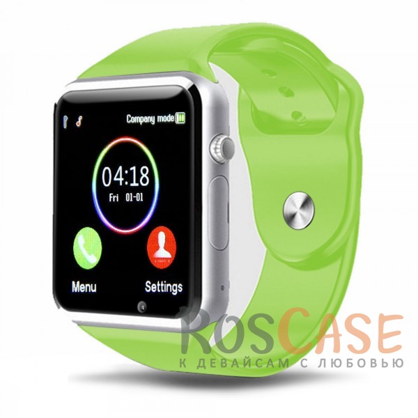 

Квадратные смарт часы Bluetooth Smart Watch A1 в железном корпусе с силиконовым ремешком (Зеленый)