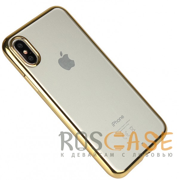 Фото Золотой Силиконовый чехол для iPhone X / XS с глянцевой окантовкой