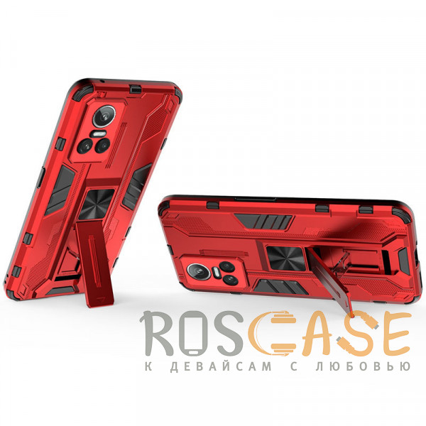 Фотография Красный Galvatron | Противоударный чехол-подставка для Realme GT Neo 3 с защитой камеры