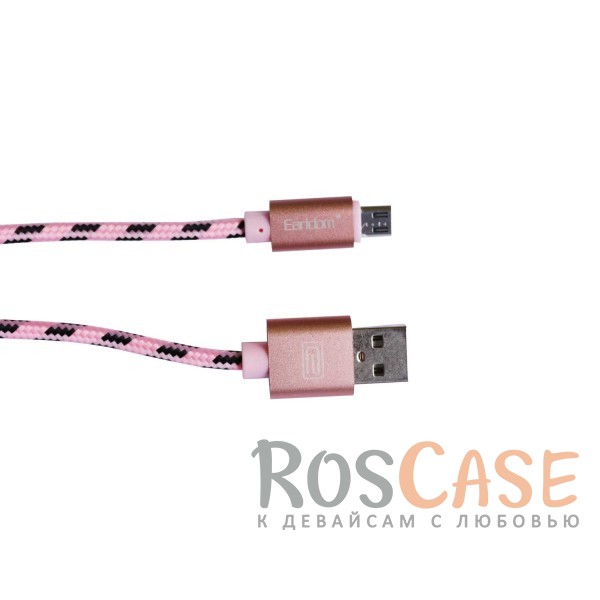 Фотография Розовый / Rose Gold Дата кабель microUSB плетеный Earldom (1m)