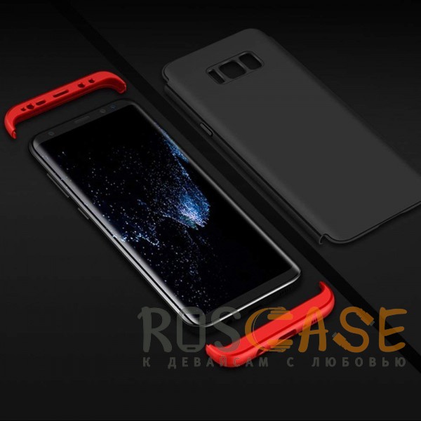 Изображение Черный / Красный GKK LikGus 360° | Двухсторонний чехол для Samsung G955 Galaxy S8 Plus с защитными вставками