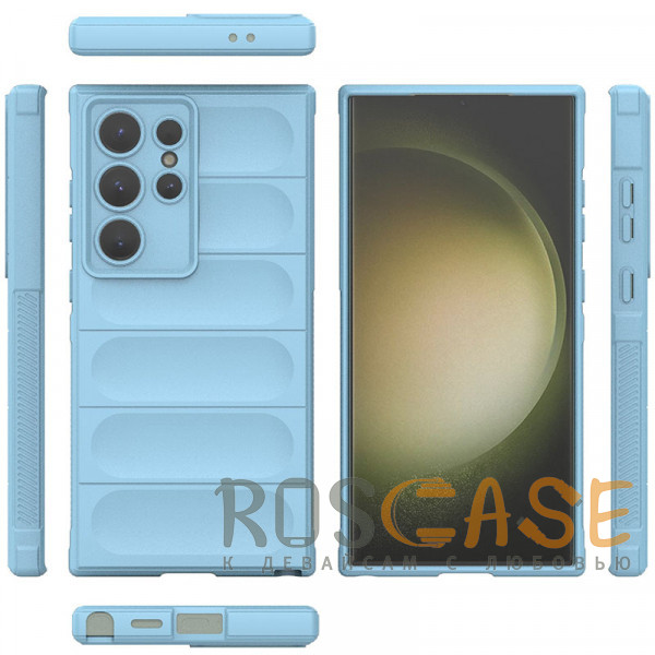 Изображение Голубой Flex Silicone | Противоударный чехол для Samsung Galaxy S24 Ultra с защитой камеры и микрофиброй
