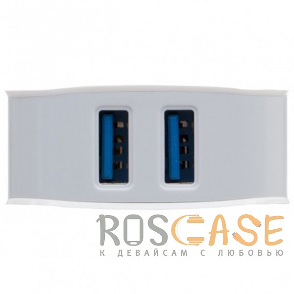 Фотография Белый Inkax CD-28 | Сетевое зарядное устройство на два выхода USB (2,1А) + кабель MicroUSB