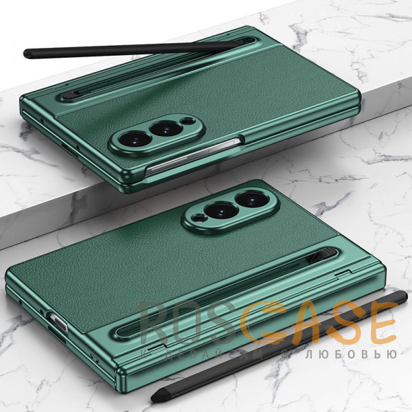 Фотография Зеленый Чехол 3D с кожаной вставкой и стилусом для Samsung Galaxy Z Fold 8