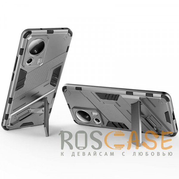 Фотография Серый Megatron | Противоударный чехол-подставка для Xiaomi Mi 13 Lite / Civi 2 с защитой камеры