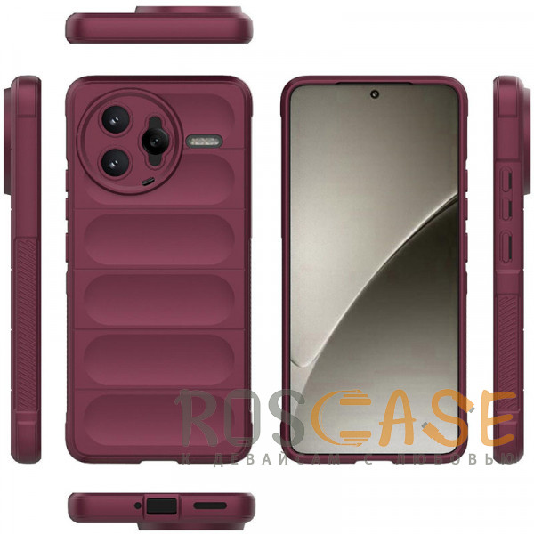Фото Бордовый Flex Silicone | Противоударный чехол для Xiaomi Poco F7 Ultra / Redmi K80 Pro с защитой камеры и микрофиброй