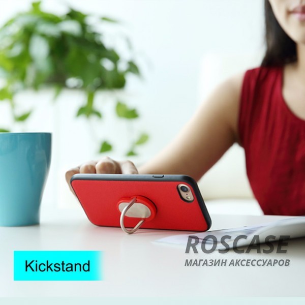 Фото Красный / Red Rock Ring Holder Case M1 | Чехол для Apple iPhone 7 / 8 (4.7") со встроенным металлическим кольцом-подставкой