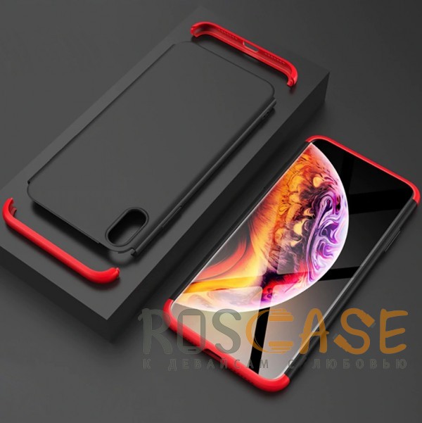Изображение Черный / Красный GKK LikGus 360° | Двухсторонний чехол для iPhone XS Max с защитными вставками