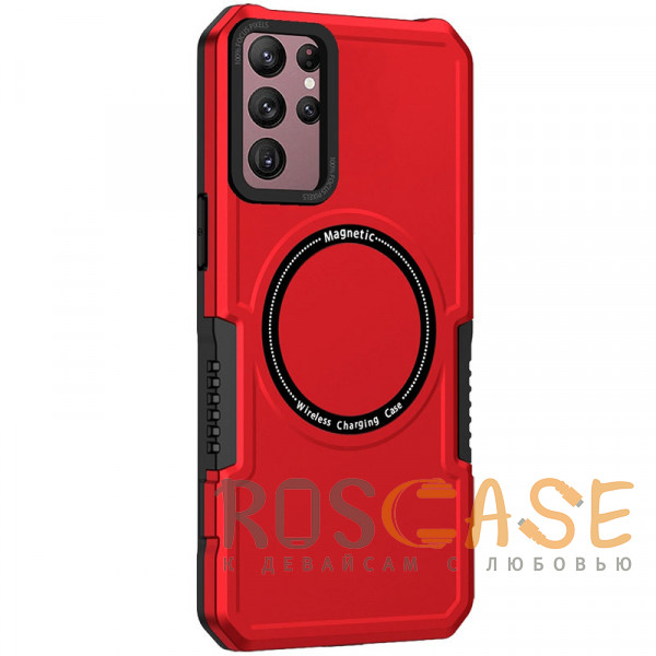 Фото Красный Magnetic Armor | Противоударный чехол с поддержкой MagSafe для Samsung Galaxy S21 Ultra