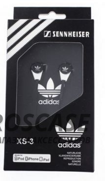 Фото Черный / Белый Вакуумные наушники Adidas XS-3 с плоским проводом
