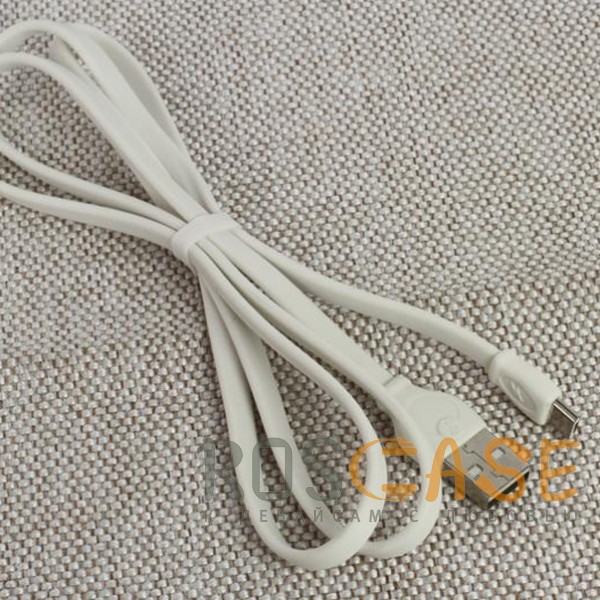 Фотография Белый WK WDC-023 | Плоский дата кабель с разъемом MicroUSB (100 см)