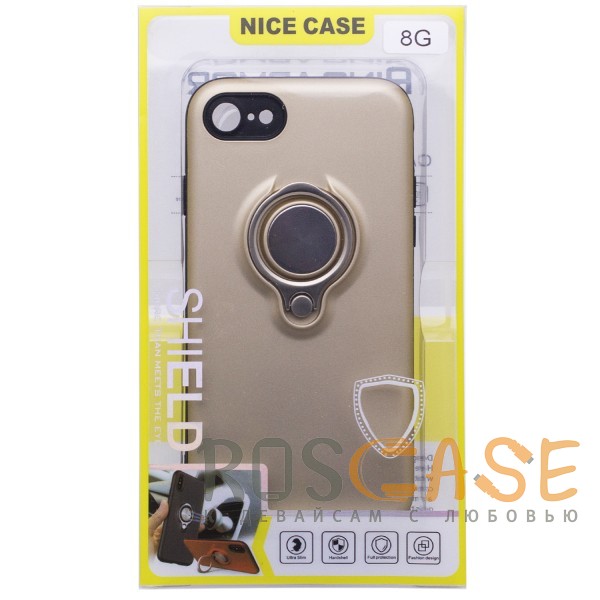 Изображение Золотой Deen | Матовый чехол для Apple iPhone 7 / 8 (4.7") с креплением под магнитный держатель и кольцом-подставкой