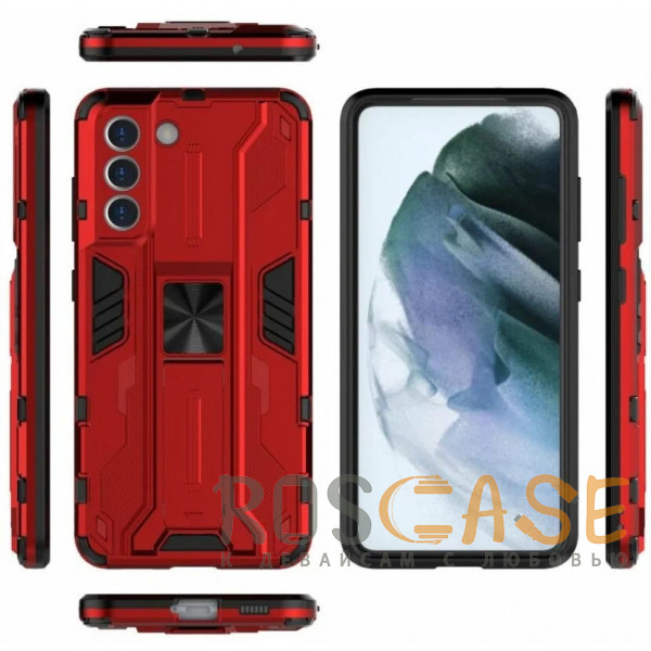 Изображение Красный Galvatron | Противоударный чехол-подставка для Samsung Galaxy S21 FE с защитой камеры