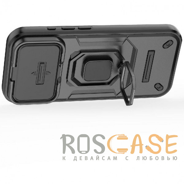 Фотография Черный Transformer Ring Holder | Противоударный чехол с кольцом и шторкой камеры для iPhone 17 Pro