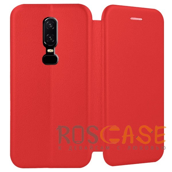 Изображение Красный Open Color | Чехол-книжка для OnePlus 6 с функцией подставки и магнитом