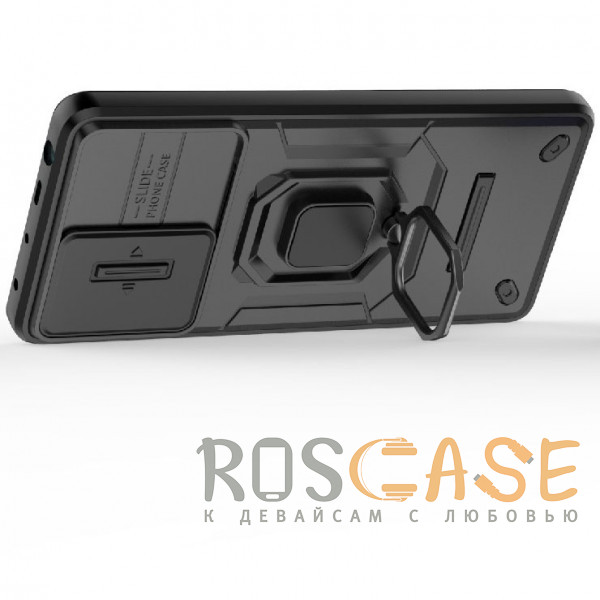 Фотография Черный Transformer Ring Holder | Противоударный чехол с кольцом и шторкой камеры для Xiaomi Redmi Note 12 Turbo / Poco F5