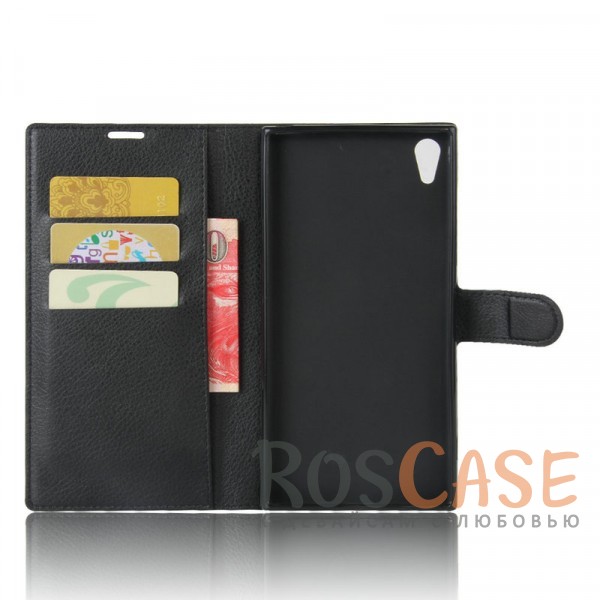 Изображение Черный Wallet | Кожаный чехол-кошелек с внутренними карманами для Sony Xperia XA1 / XA1 Dual