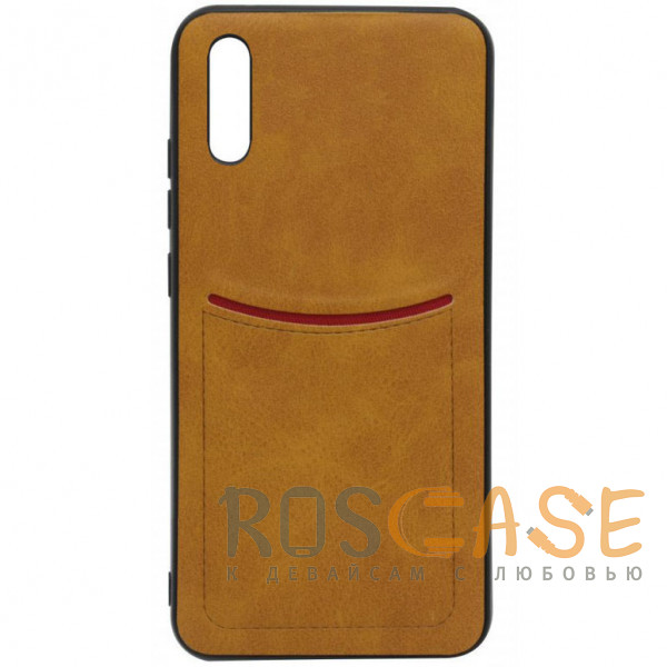 Фото Светло-коричневый ILEVEL | Чехол с кожаным покрытием и с карманом-визитницей для Huawei P20