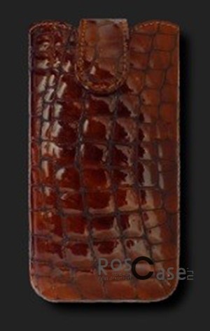 Фото Коричневый (крокодил) Кожаный футляр Mavis Classic Stones 130x69/141x71 для Nokia 930/Lenovo S820