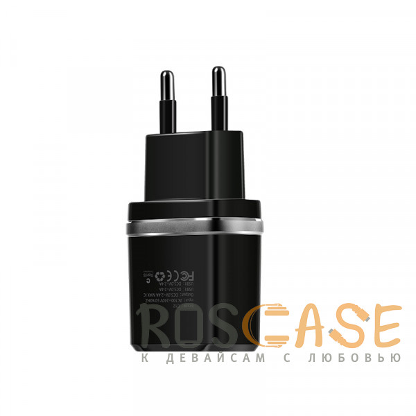 Фотография Черный Зарядное устройство Hoco C12 2USB 2.4A + кабель Lightning 