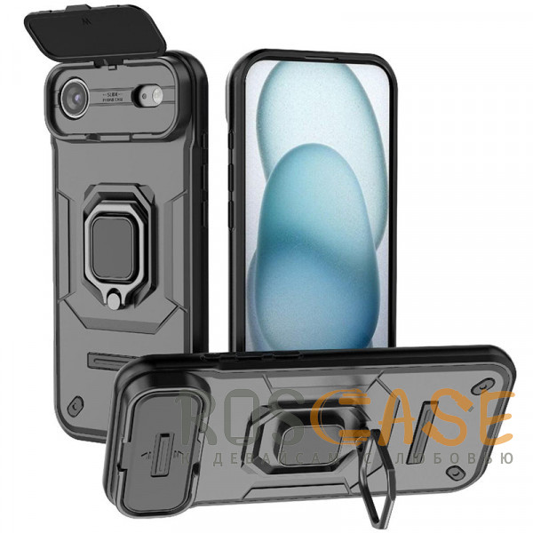 Фото Черный Transformer Ring Holder | Противоударный чехол с кольцом и шторкой камеры для iPhone 17 Air