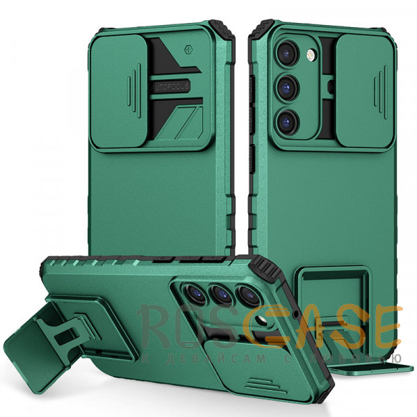Фото Зеленый CamShield Holder | Противоударный чехол-подставка для Samsung Galaxy S23 с защитой камеры