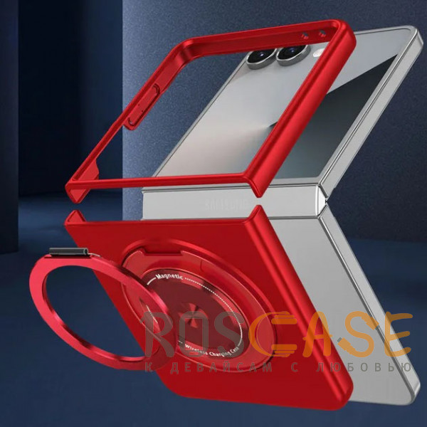 Изображение Красный Matte Shield Ring | Тонкий пластиковый чехол с кольцом Magsafe для Samsung Galaxy Z Flip 7