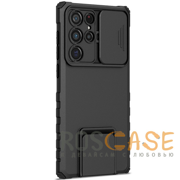 Фото Черный CamShield Holder | Противоударный чехол-подставка для Samsung Galaxy S22 Ultra с защитой камеры