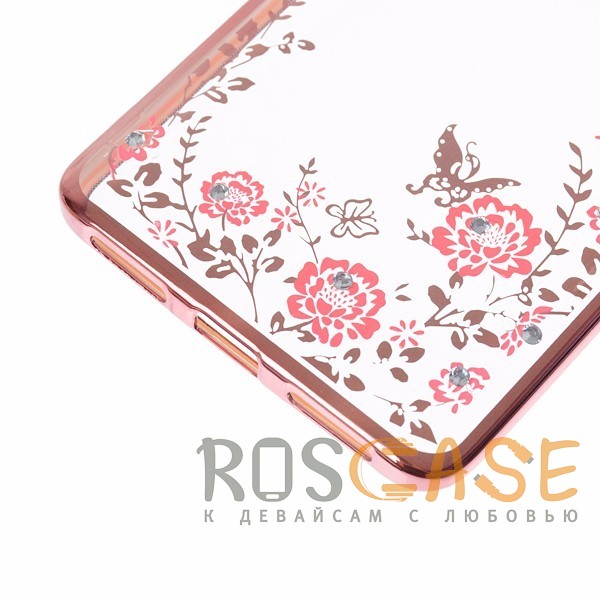 Изображение Розовый золотой/Розовые цветы Прозрачный чехол со стразами для Xiaomi Redmi Pro с глянцевым бампером