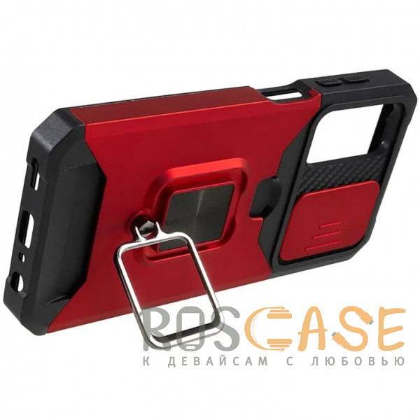 Изображение Красный Multi Case | Чехол с кольцом, отделением для карты и шторкой камеры для Samsung Galaxy A24 4G