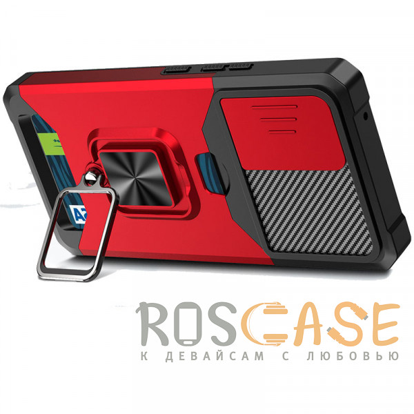 Фотография Красный Multi Case | Чехол с кольцом, отделением для карты и шторкой камеры для Samsung Galaxy S21 FE