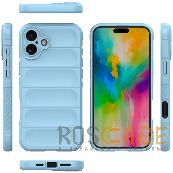 Фото Голубой Flex Silicone | Противоударный чехол для iPhone 16 с защитой камеры и микрофиброй