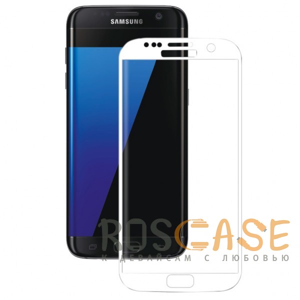 Фото Белый Защитное 3D стекло с цветной рамкой на весь экран для Samsung G935F Galaxy S7 Edge