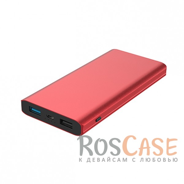 Фотография Красный Портативное зарядное устройство 10000mAh 2 USB с функцией быстрой зарядки и кабелем в комплекте
