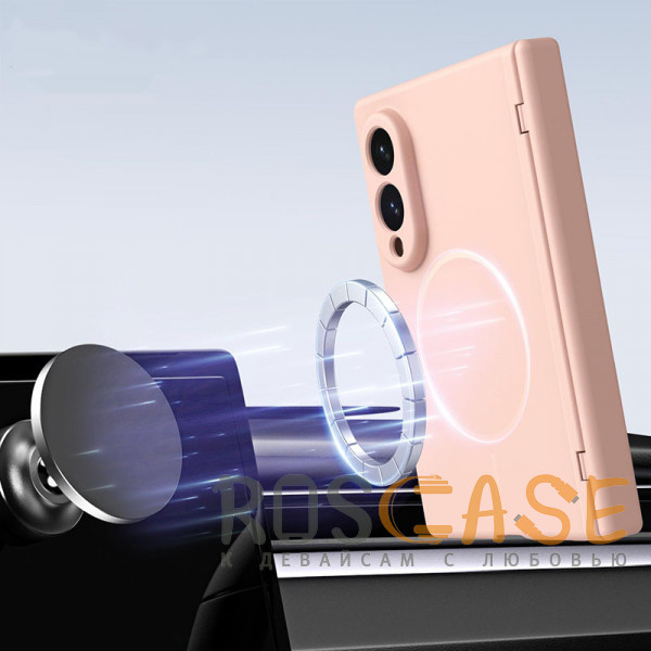 Фото Розовый Чехол 3D с Magsafe и внешним стеклом для Samsung Galaxy Z Fold 8