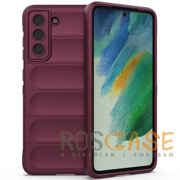 Фото Бордовый Flex Silicone | Противоударный чехол для Samsung Galaxy S21 FE с защитой камеры и микрофиброй