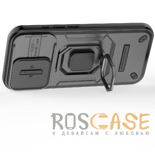 Фотография Черный Transformer Ring Holder | Противоударный чехол с кольцом и шторкой камеры для iPhone 17