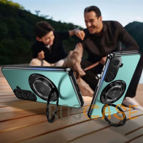 Фото Зеленый Чехол с кольцом Magsafe и алюминиевой вставкой для Samsung Galaxy S26 Plus